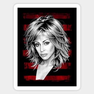 Tina Turner Vintage Halftone Red Stripes Magnet